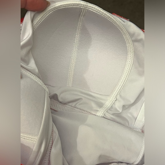 Crown & Ivy Red Gingham Bandeau One Piece Swimsuit with Tummy Control Womens 16W - Picture 5 of 6